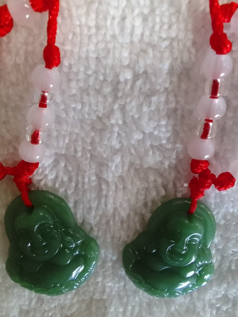 2pcs pair well-carved vintage green white jade stone pendent&necklace brand new